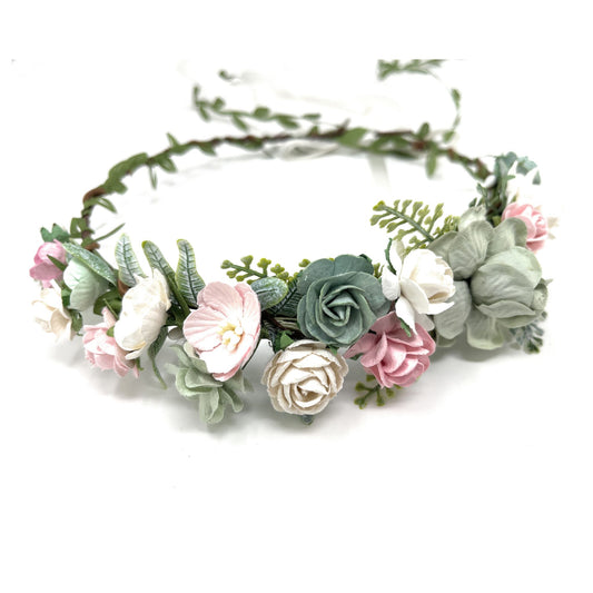 Sage Green Flower Crown Floral Headpiece Women Headband Hair Accessories
