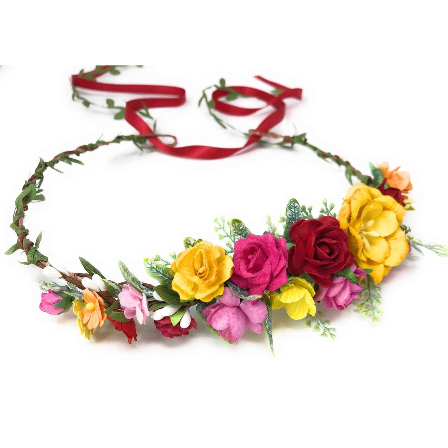 Colorful Floral Headband Festival Flower Crown Women Photo Shoots