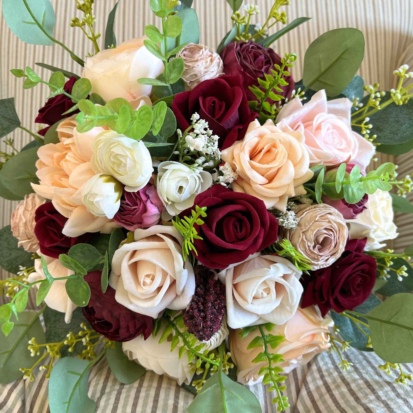 Wedding Bouquet Burgundy Bridal Bouquet Artificial Flower Bouquet Bridesmaid Bouquet