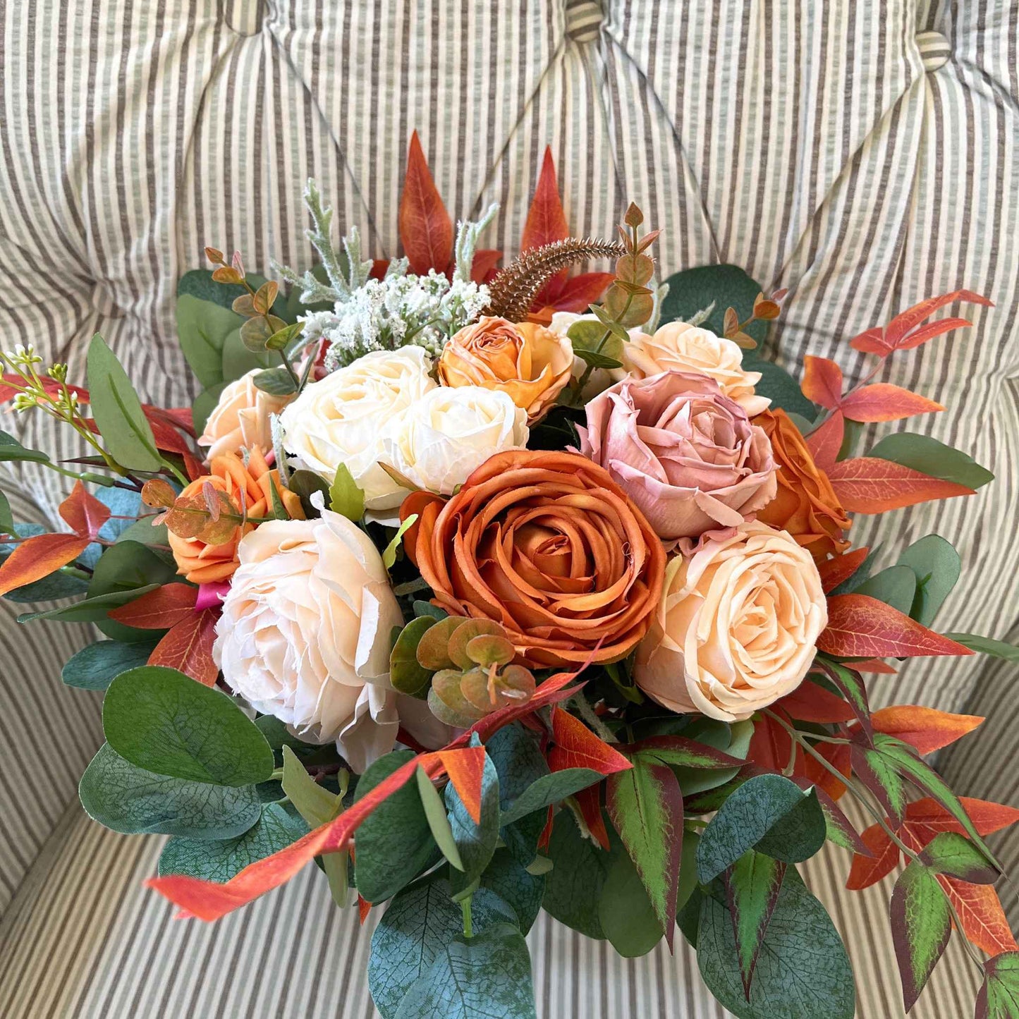 Artificial Fall Bridal Bouquet Fall Wedding Bridesmaid Bouquet Rust Orange Flower Bouquet