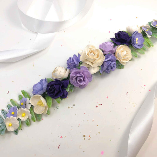 Lavender Purple White Floral Sash for Bridesmaids