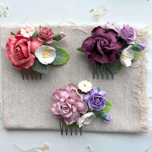 Purple Flower Hair Comb Wedding Hair Piece Women Hair Accessories