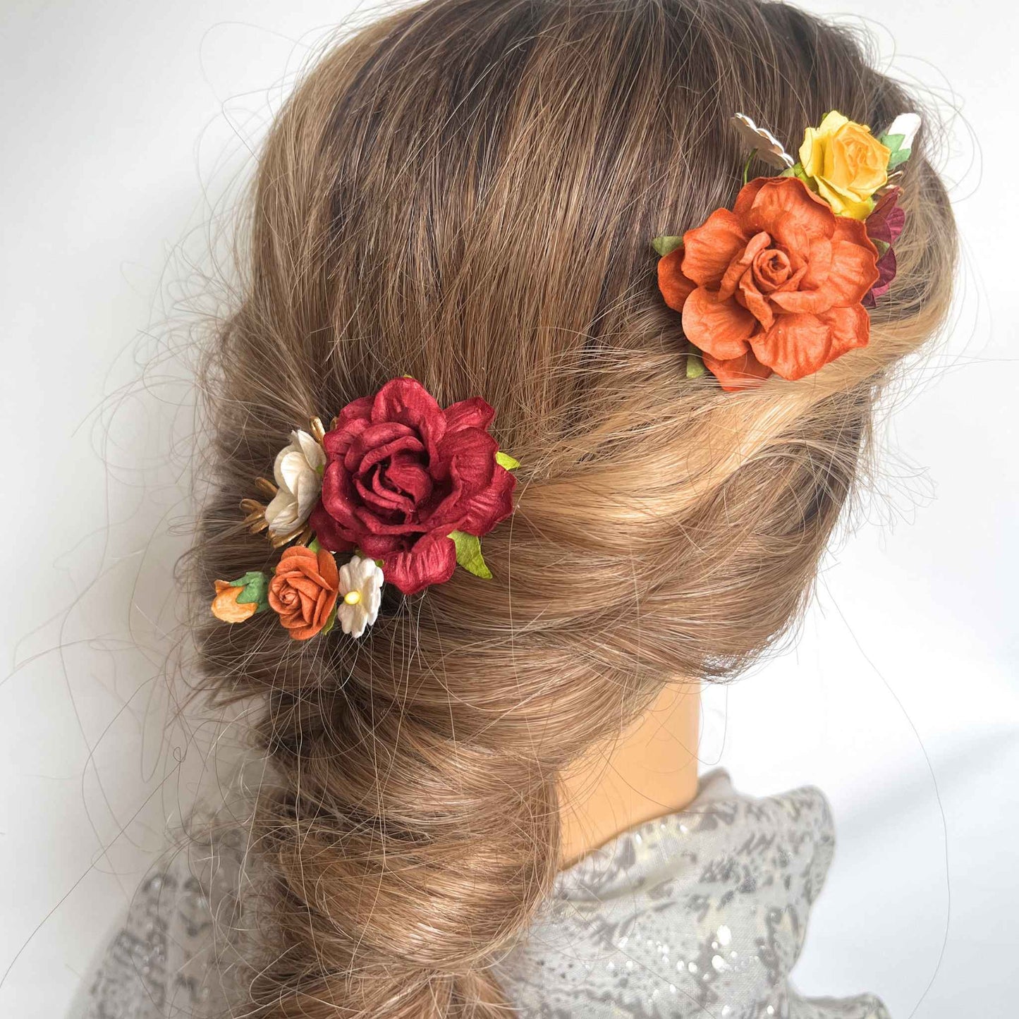 Terracotta Flower Hair Comb Fall Hair Piece Wedding Accessories