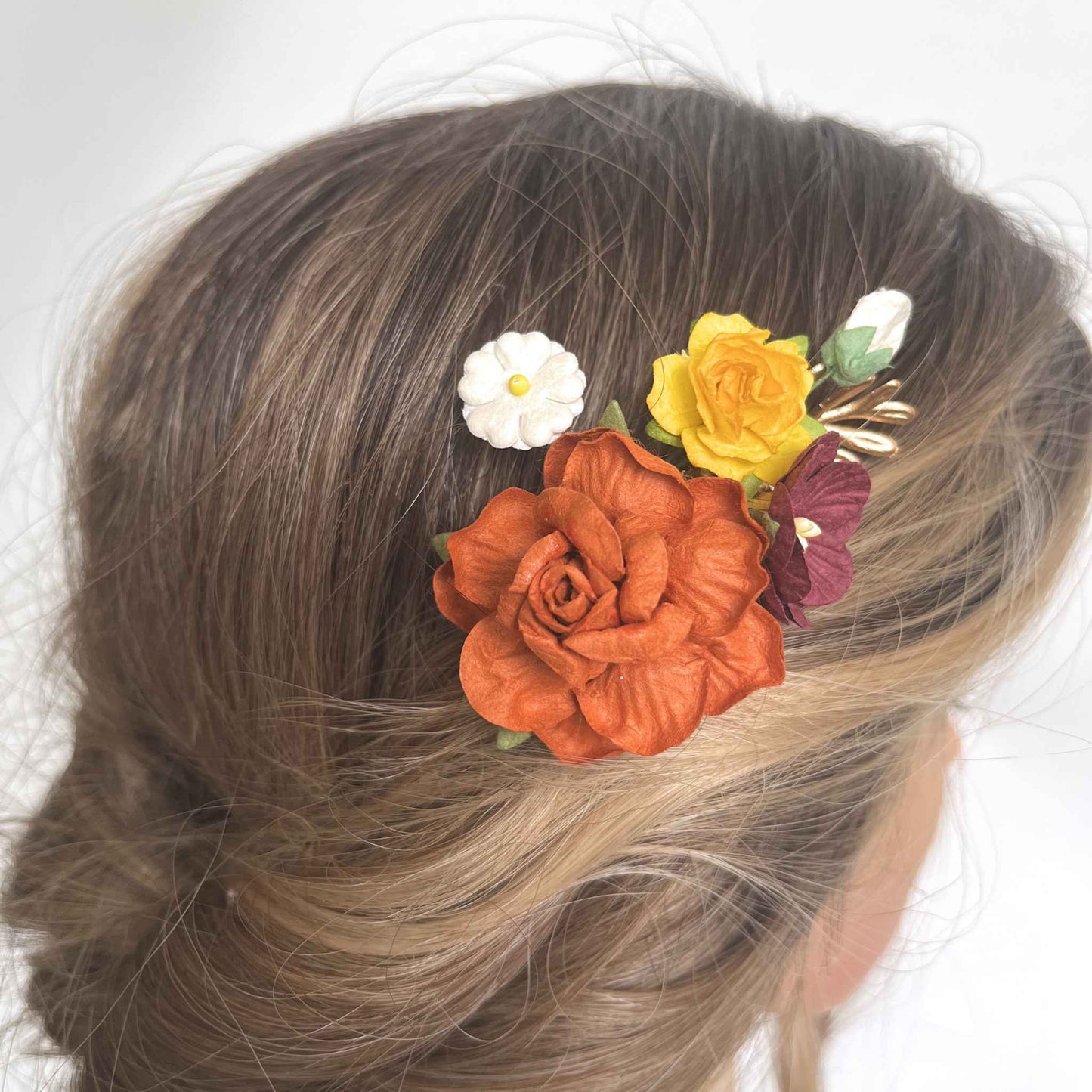 Terracotta Flower Hair Comb Fall Hair Piece Wedding Accessories