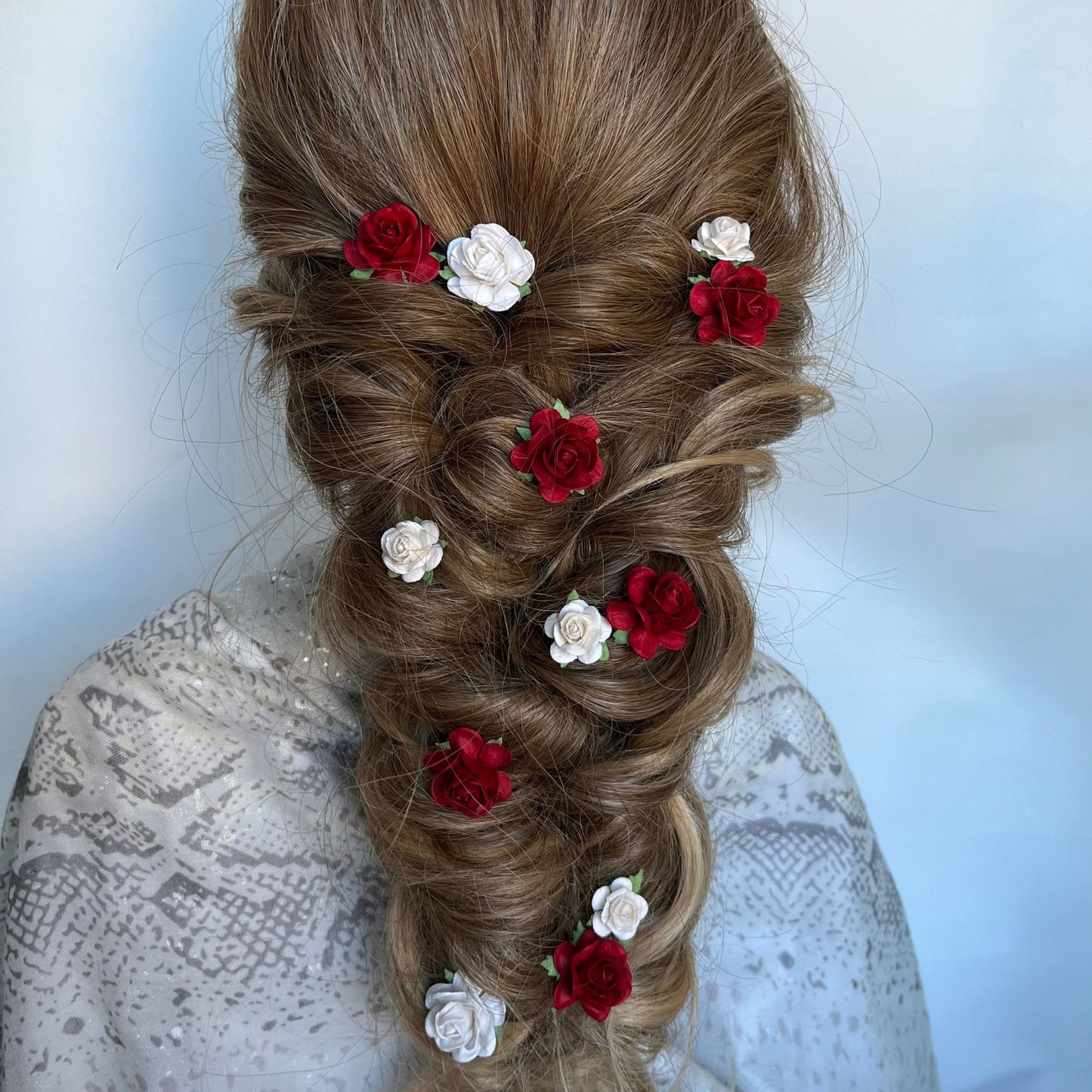 Red Rose Hair Clips Bridal Hair Pieces Wedding Braided Hairstyle Flower Hair Accessories