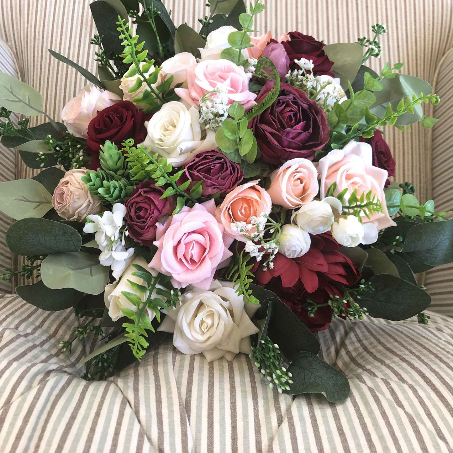 Elegant Wedding Bouquet Pink and Burgundy Bridal Bouquet Artificial Flower Bouquet Bridesmaid Bouquet