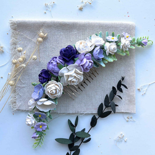 Purple Flower hair comb Women Lavender Hair Accessory Hair Piece