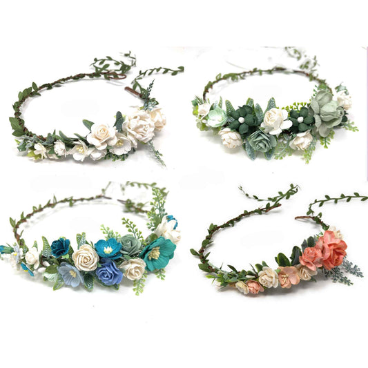 White Flower Crown Wedding Flower Head Piece Sage Green Headband