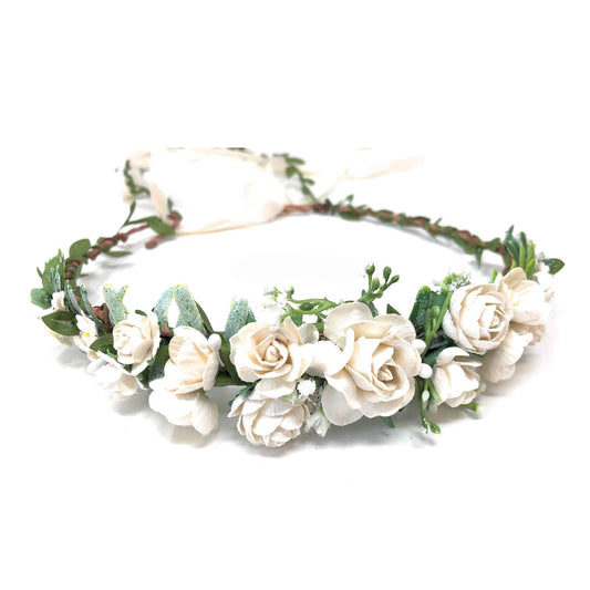 White Flower Crown Holy Communion Flower Crown Women Headpiece