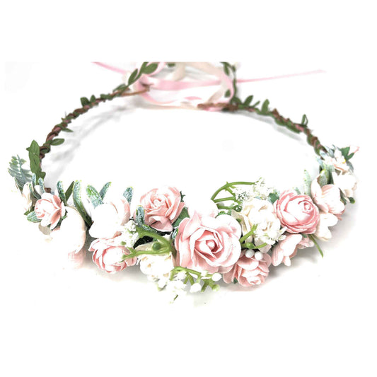 Elegant Pink and White Flower Crown for Girls and Women Wedding Accessories