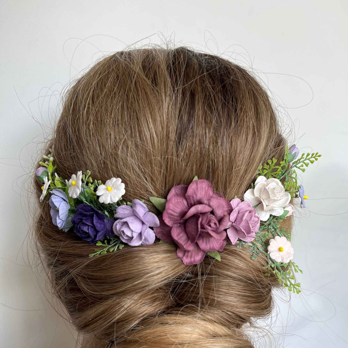 White Bridal Hair Pieces Wedding Flower Hair Clips Set 1
