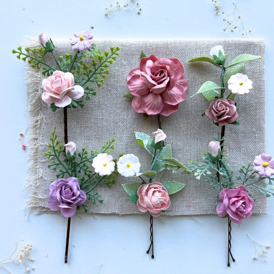 Wedding Hair Clips Dusty Rose Bridal Hair Pieces Flower Set 5