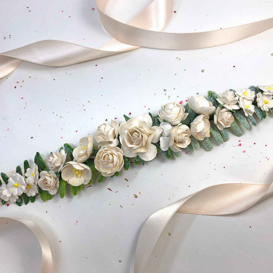 Ivory White Wedding Flower Sash